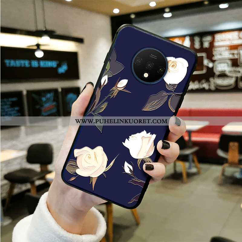 Kuori, Kuoret Oneplus 7t Persoonallisuus Luova Pesty Suede Puhelimen Suojaus Tummansiniset