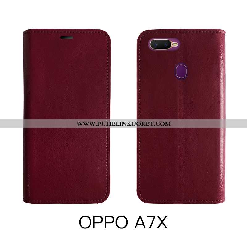 Kotelo, Kuori Oppo Ax7 Aito Nahka Vuosikerta Kuoret Päivää Punainen