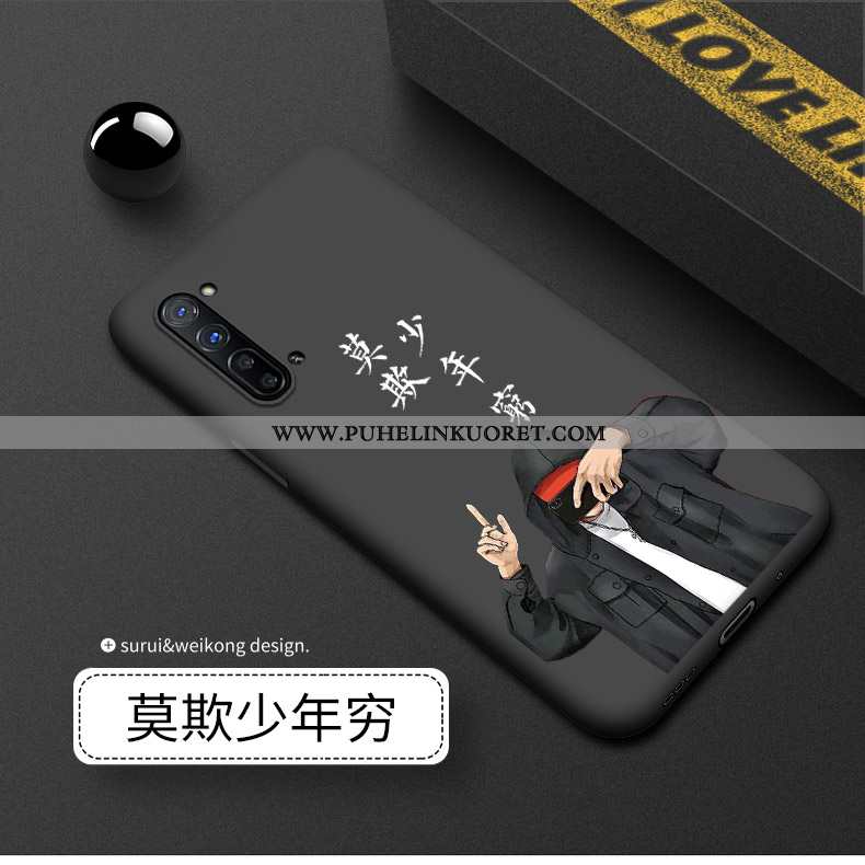 Kuori, Kuoret Oppo Reno 3 Silikoni Pesty Suede Kuori Musta Ylellisyys Mustat
