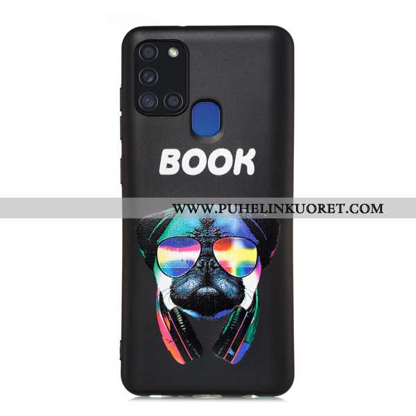 Kuoret, Kotelo Samsung Galaxy A21s Pesty Suede Sarjakuva Murtumaton Kuori Puhelimen Mustat