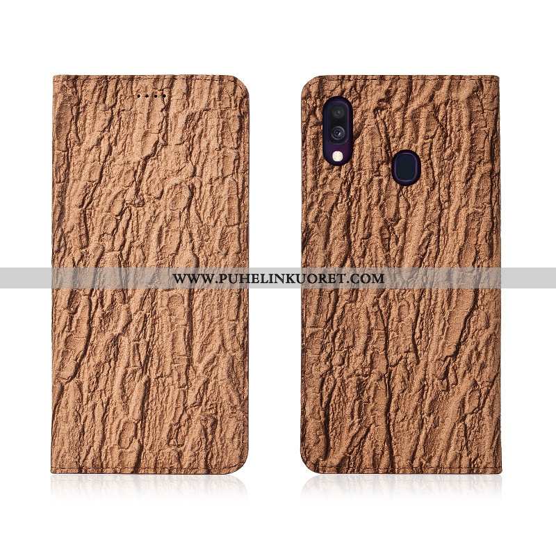 Kuoret, Kotelo Samsung Galaxy A40 Pesty Suede Aito Nahka Suojaus Nahkakuori Murtumaton Punainen