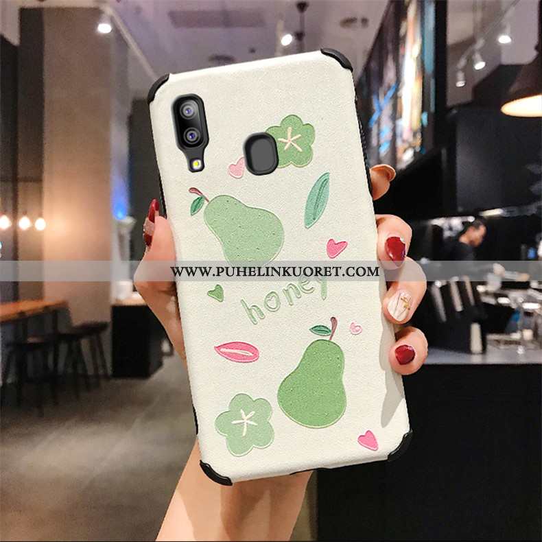 Kuori, Kuoret Samsung Galaxy A40 Kohokuviointi Kukkakuvio Mulberry Silkki Kotelo Puhelimen Valkoinen