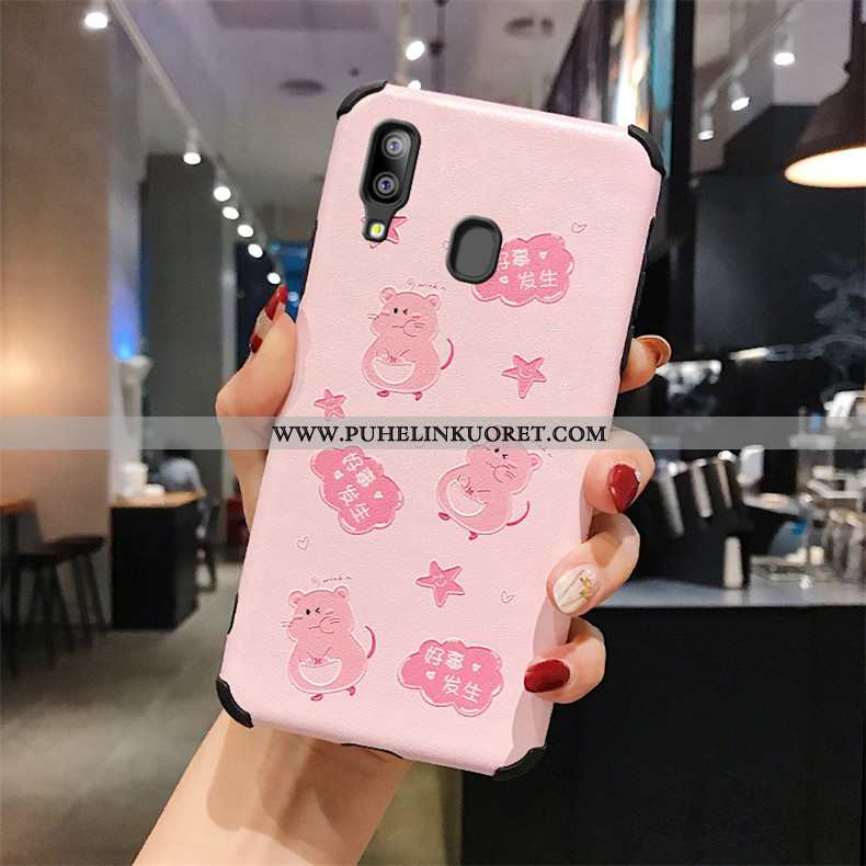 Kuori, Kuoret Samsung Galaxy A40 Kohokuviointi Kukkakuvio Mulberry Silkki Kotelo Puhelimen Valkoinen