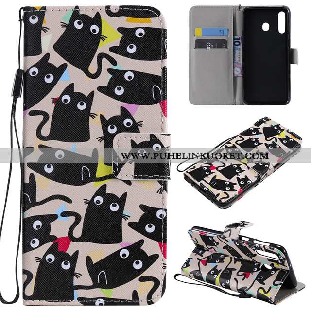 Kotelo, Kuori Samsung Galaxy A40s Suojaus Nahkakuori Tähti Simpukka Pinkki