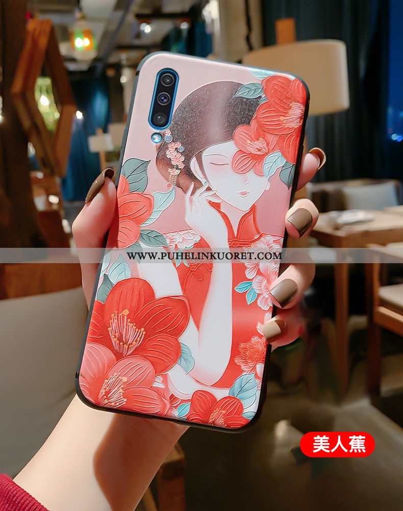 Kuori, Kuoret Samsung Galaxy A50 Silikoni Suojaus Kohokuviointi Murtumaton Valo Punainen