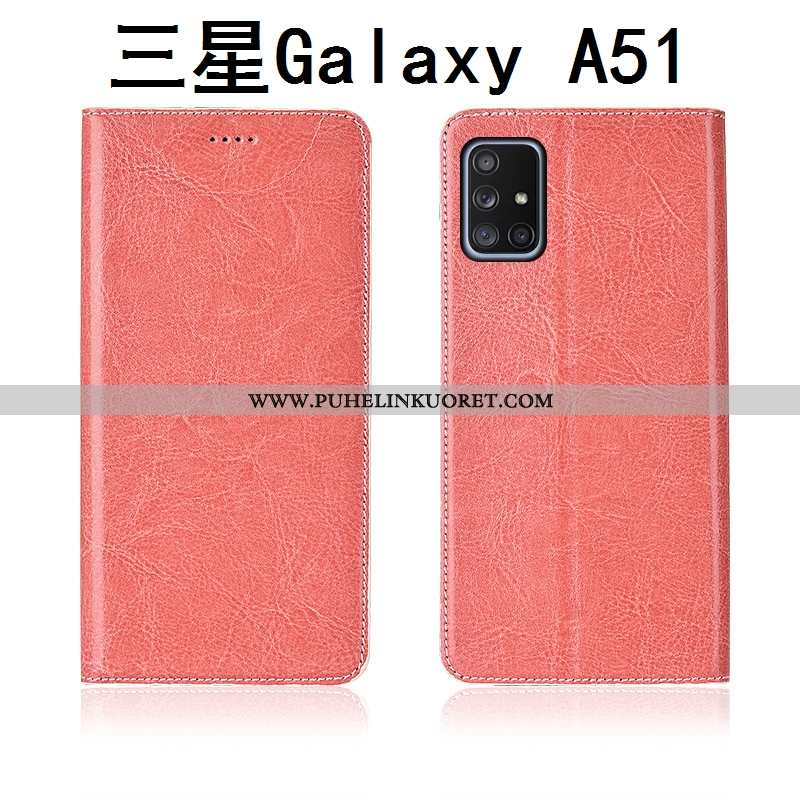 Kuoret, Kotelo Samsung Galaxy A51 Silikoni Suojaus Pesty Suede Aito Nahka Tähti Ruskea