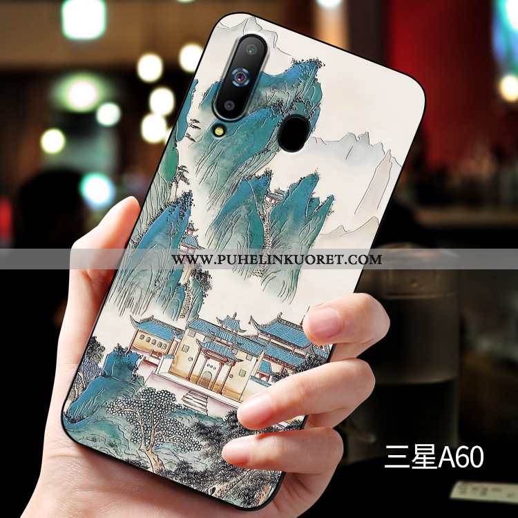 Kuoret, Kotelo Samsung Galaxy A60 Kohokuviointi Pehmeä Neste Muokata Sininen Silikoni