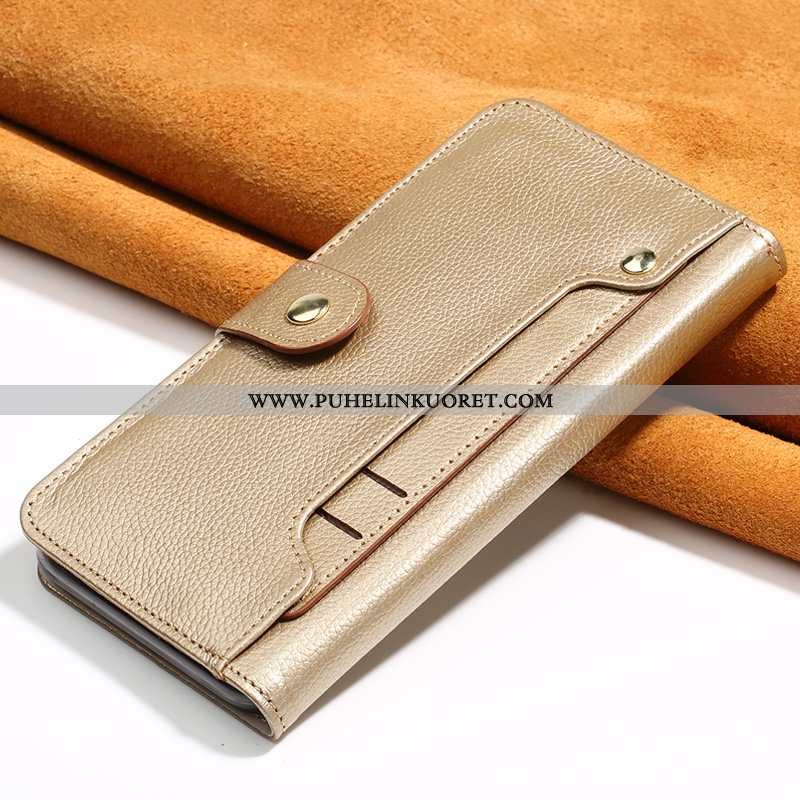 Kuoret, Kotelo Samsung Galaxy Note 10+ Nahkakuori Aito Nahka Salkku Suojaus Kultainen