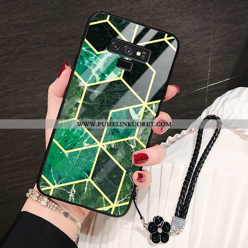 Kuori, Kuoret Samsung Galaxy Note 9 Persoonallisuus Kukkakuvio Kotelo Lasi Vihreä
