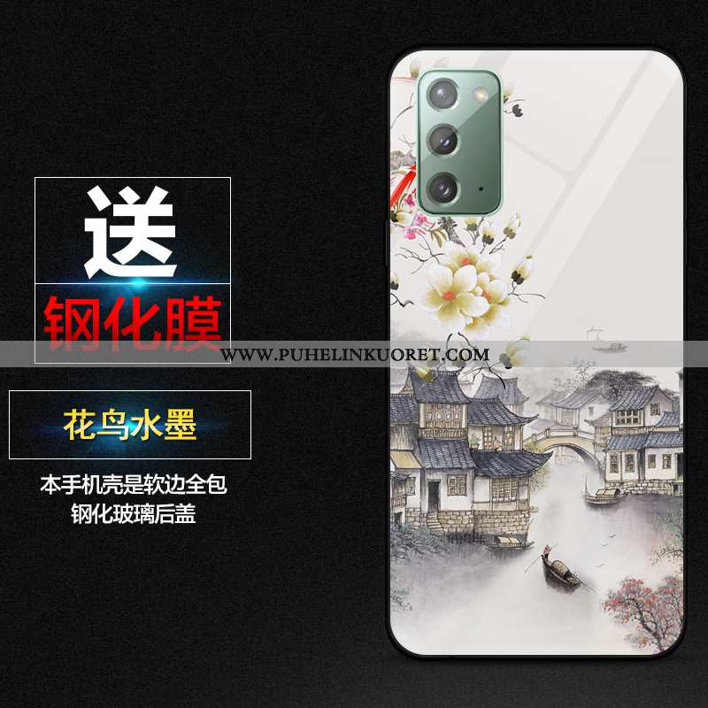 Kuoret, Kotelo Samsung Galaxy Note20 Suojaus Lasi Kiinalainen Tyyli Suuntaus Muste Sininen