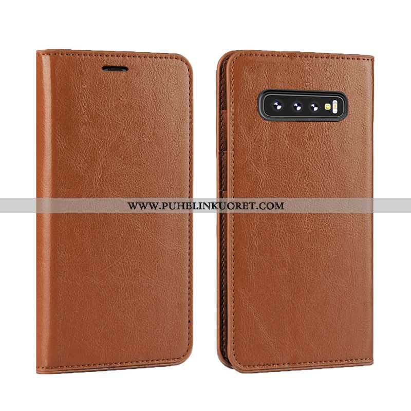 Kuori, Kuoret Samsung Galaxy S10 Nahka Suojaus Uusi Tähti Yksinkertainen Ruskea