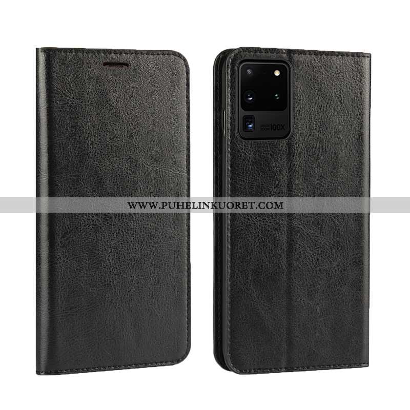 Kotelo, Kuori Samsung Galaxy S20 Ultra Nahkakuori Ylellisyys Suojaus Puhelimen All Inclusive Tummans