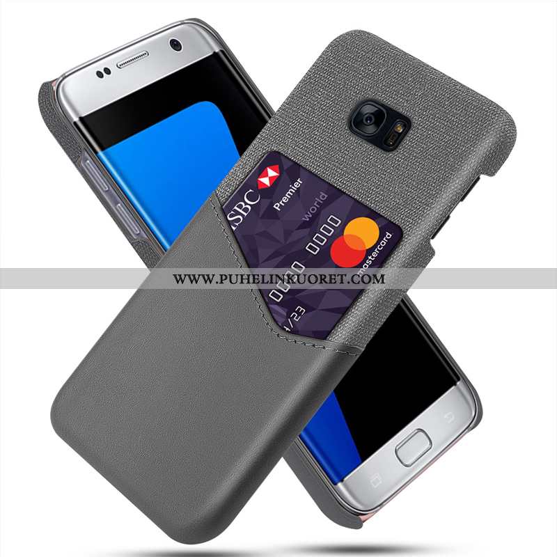 Kuori, Kuoret Samsung Galaxy S7 Nahkakuori Kukkakuvio Tummansininen Kuori Puhelimen Tummansiniset