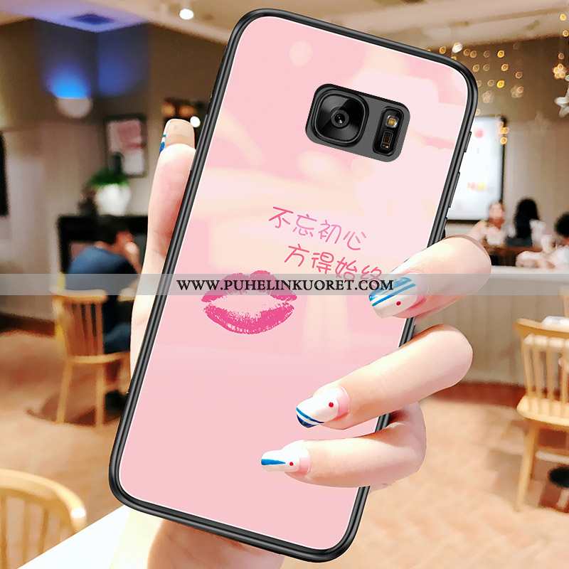 Kuoret, Kotelo Samsung Galaxy S7 Suuntaus Silikoni Lasi Kuori Puhelimen Pinkki