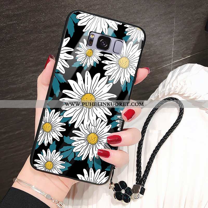 Kotelo, Kuori Samsung Galaxy S8 Lasi Nahka Musta Kova Pu Mustat