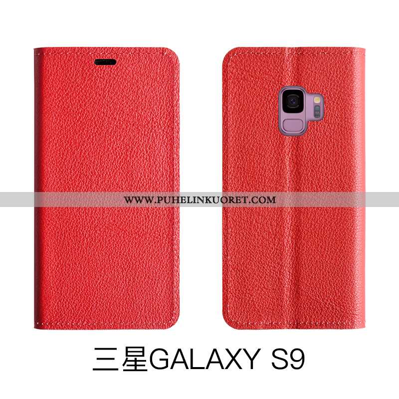 Kotelo, Kuori Samsung Galaxy S9 Aito Nahka Nahka Kotelo Sininen All Inclusive