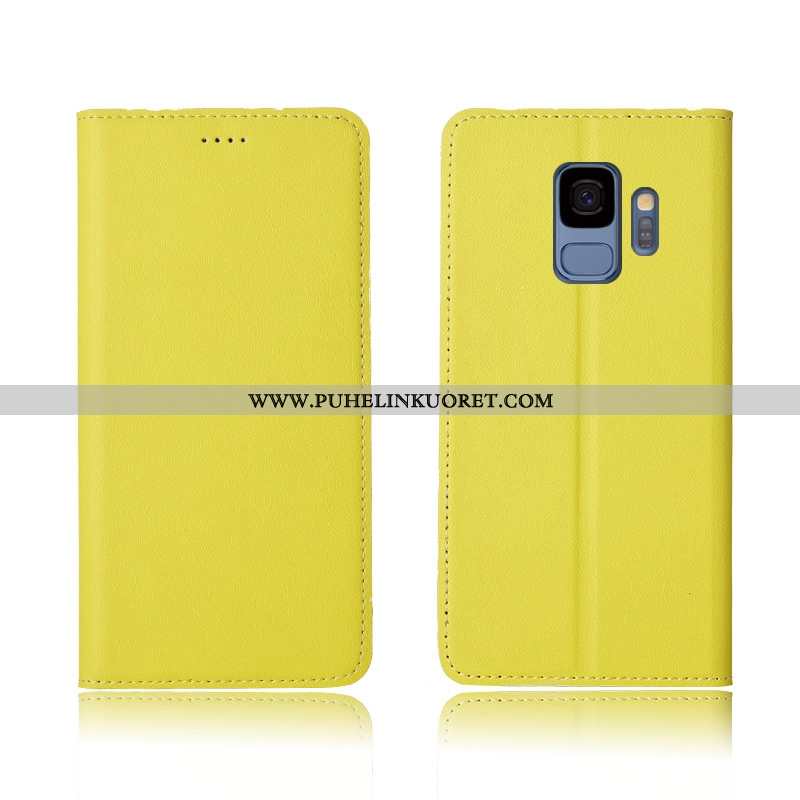 Kotelo, Kuori Samsung Galaxy S9 Aito Nahka Pehmeä Neste Suojaus Puhelimen Nahkakuori Keltaiset