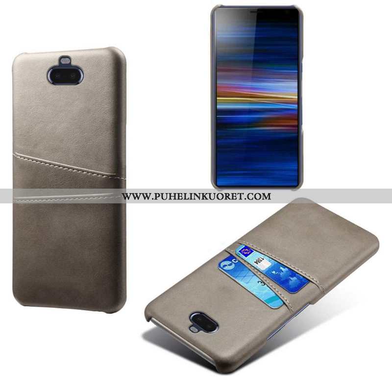 Kuori, Kuoret Sony Xperia 10 Nahka Suojaus Kova Kuori Kortti Khaki
