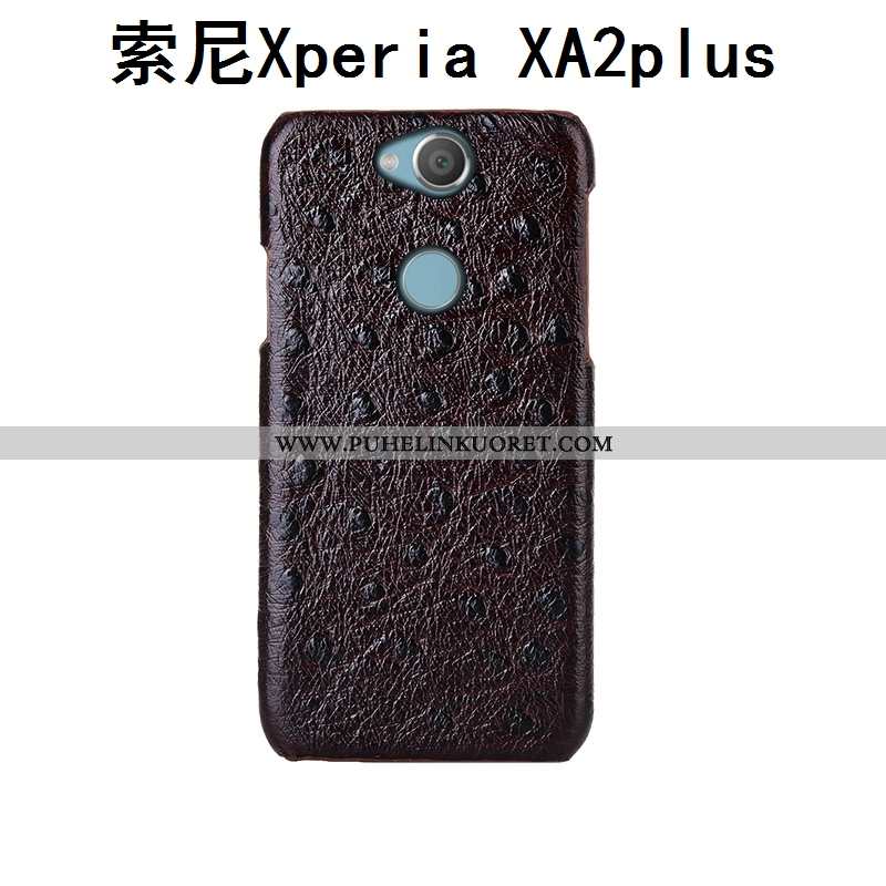 Kuoret, Kotelo Sony Xperia Xa2 Plus Nahka Kukkakuvio Ylellisyys Puhelimen Murtumaton Ruskea