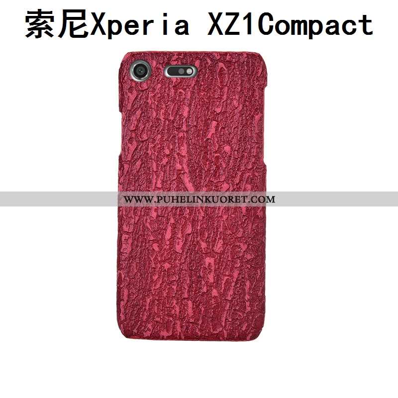 Kuoret, Kotelo Sony Xperia Xz1 Compact Aito Nahka Nahka Puu Kuori Murtumaton Harmaa