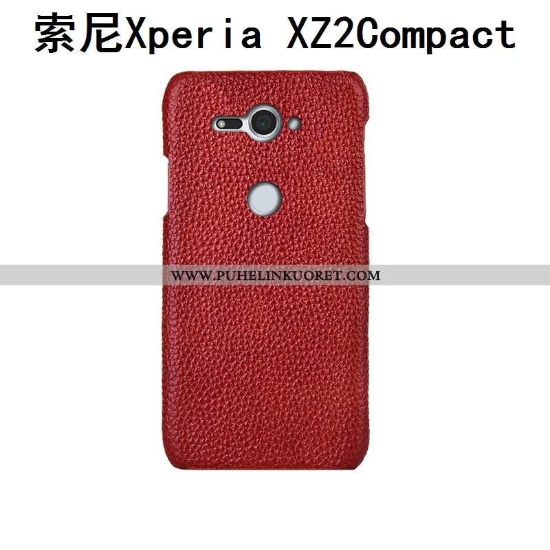 Kotelo, Kuori Sony Xperia Xz2 Compact Aito Nahka Suojaus Muokata Murtumaton Puhelimen Tummansiniset