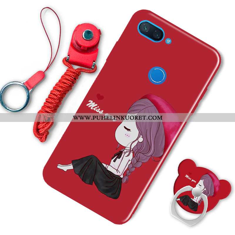 Kotelo, Kuori Xiaomi Mi 8 Lite Pehmeä Neste Pesty Suede Pieni Rengas Valkoinen
