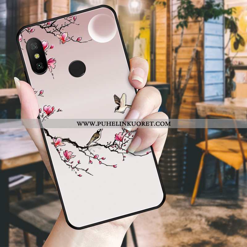 Kotelo, Kuori Xiaomi Mi A2 Lite Pesty Suede Luova Musta Kohokuviointi Murtumaton Sininen