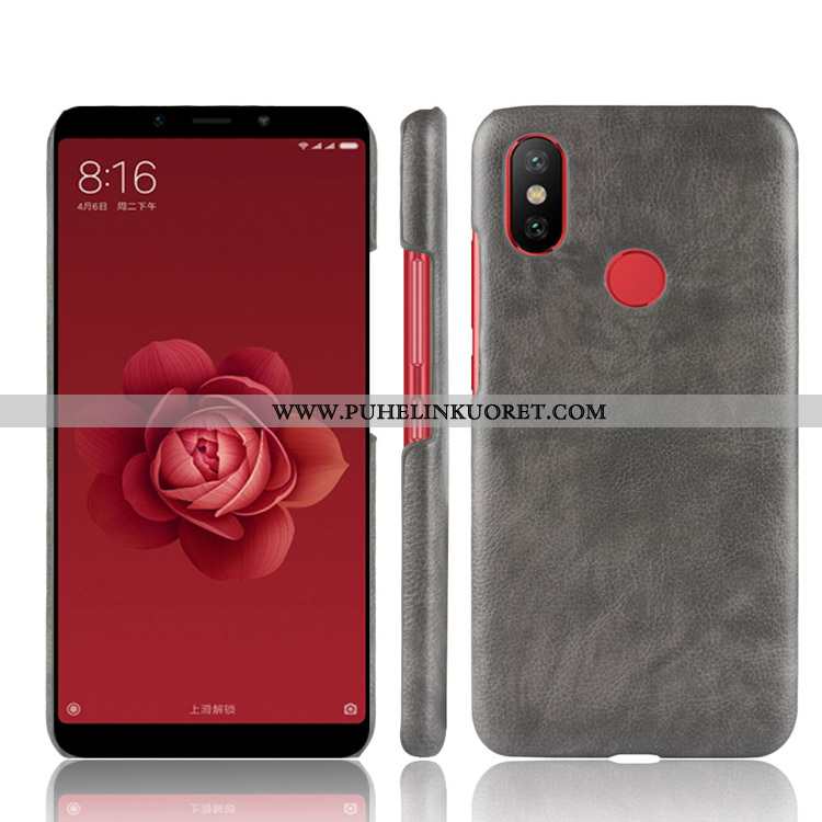 Kuoret, Kotelo Xiaomi Mi A2 Nahka Kukkakuvio Pieni Kuori Punainen