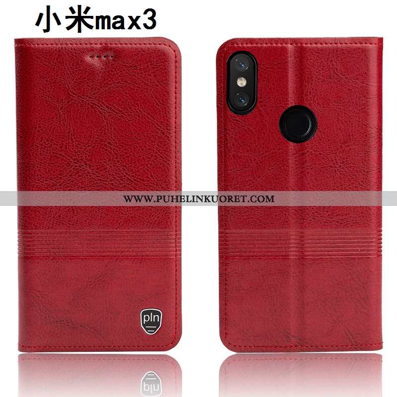 Kuoret, Kotelo Xiaomi Mi Max 3 Nahkakuori Aito Nahka Puhelimen Pieni Suojaus Ruskea