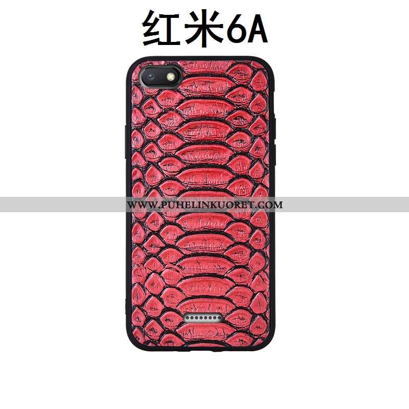 Kuori, Kuoret Xiaomi Redmi 6a Aito Nahka Nahka Kotelo Kukkakuvio Musta Mustat