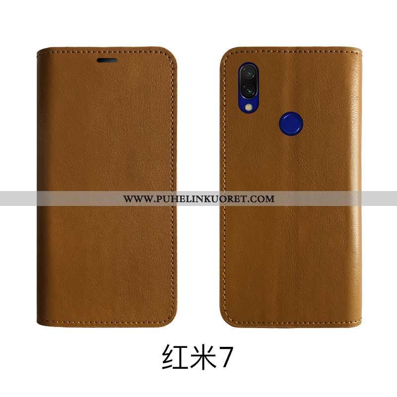 Kuoret, Kotelo Xiaomi Redmi 7 Suojaus Aito Nahka Puhelimen Lehmä All Inclusive Ruskea