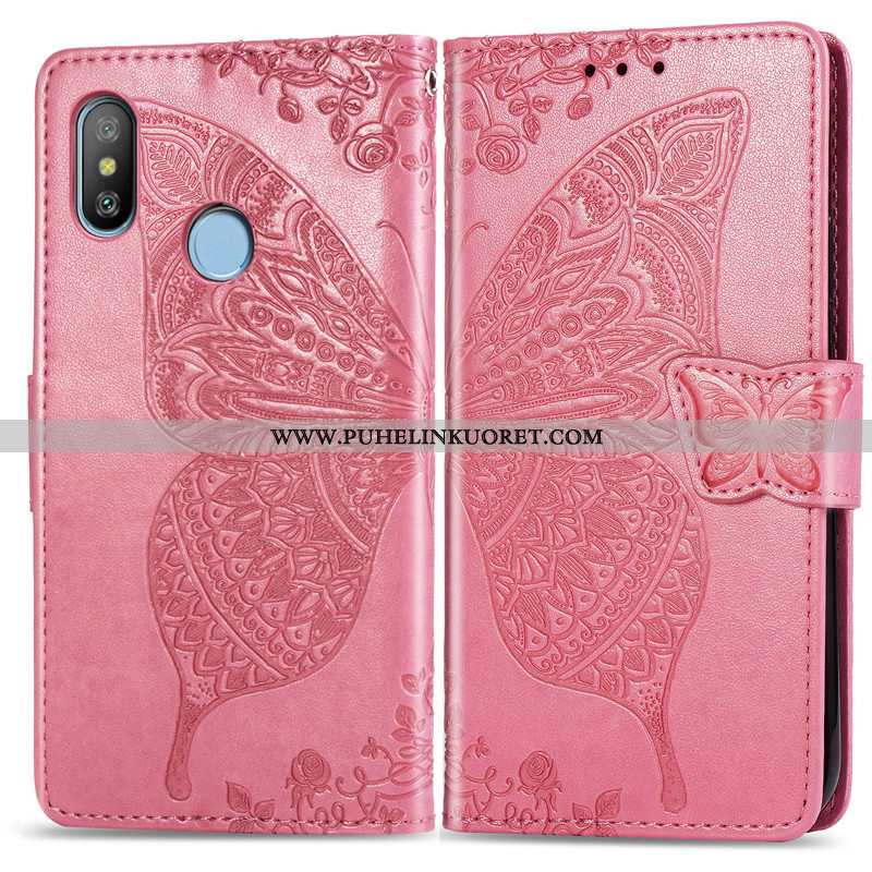 Kuori, Kuoret Xiaomi Redmi Note 6 Pro Nahka Suojaus Kuori Perhonen Pinkki