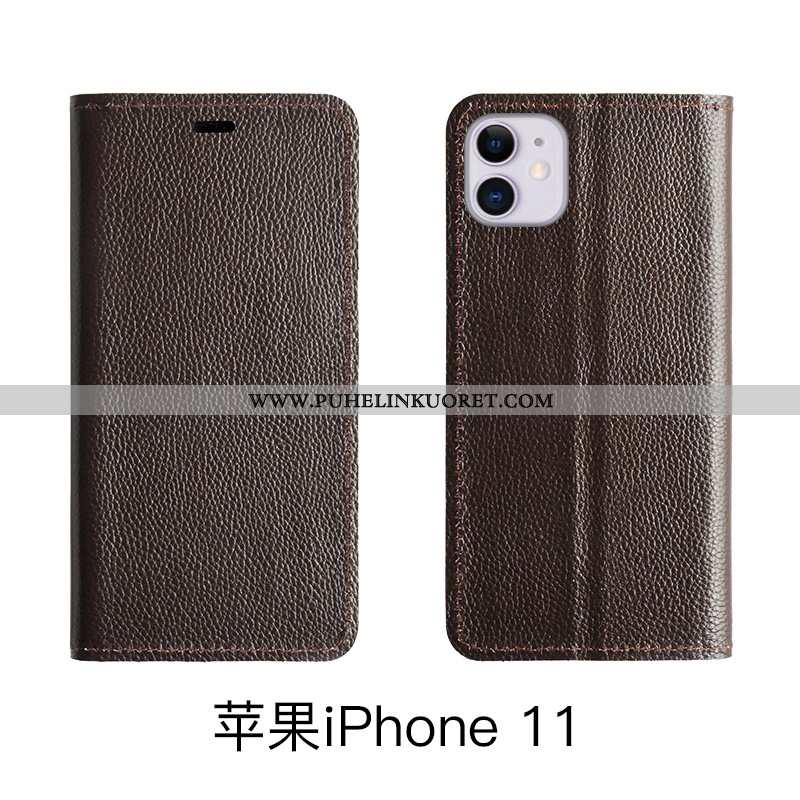 Kotelo, Kuori iPhone 11 Suojaus Nahkakuori Aito Nahka Kuoret All Inclusive Ruskea
