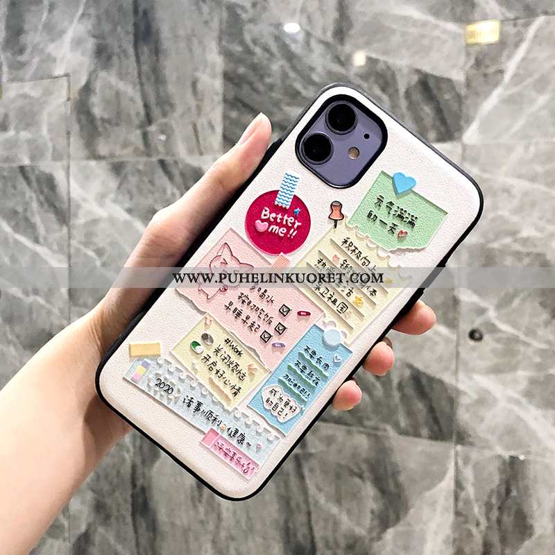 Kuoret, Kotelo iPhone 11 Ihana Kohokuviointi Musta Mulberry Silkki Kuori Mustat