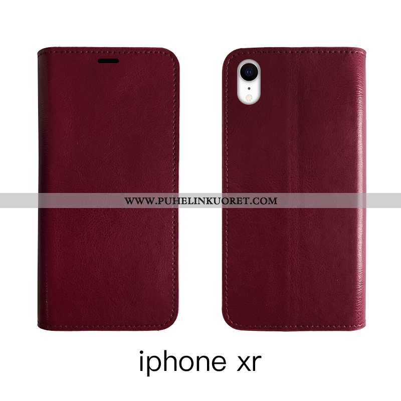 Kotelo, Kuori iPhone Xr Aito Nahka Suojaus Kotelo All Inclusive Puhelimen Ruskea