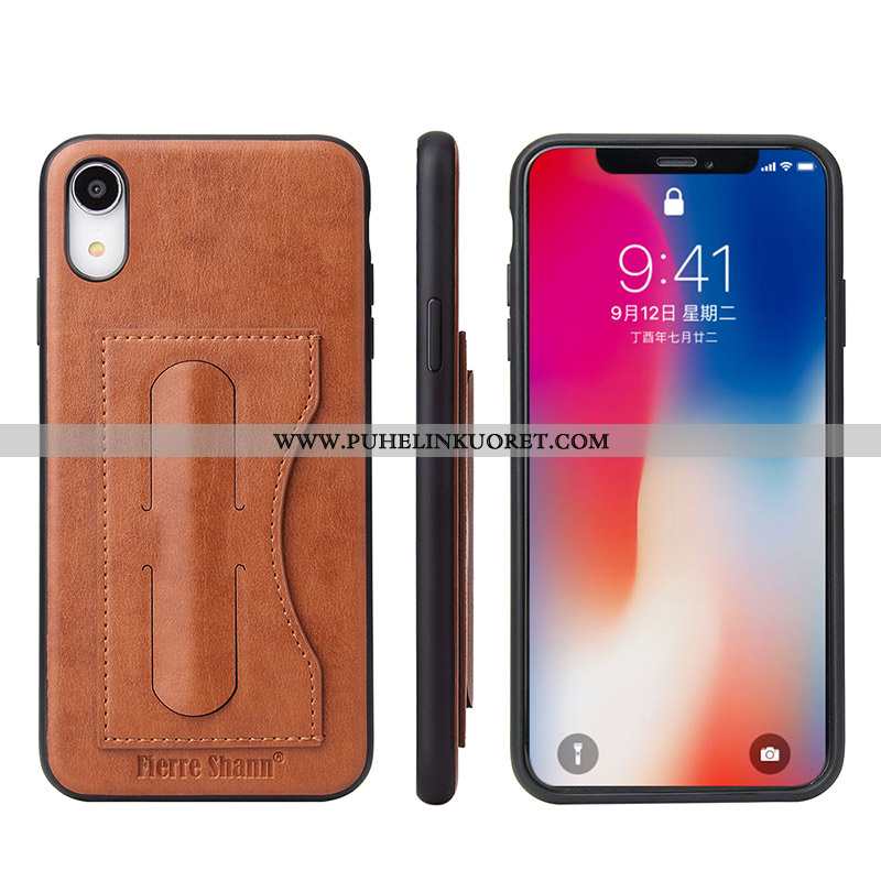 Kuoret, Kotelo iPhone Xr Nahkakuori Suojaus All Inclusive Kortti Puhelimen Turkoosi