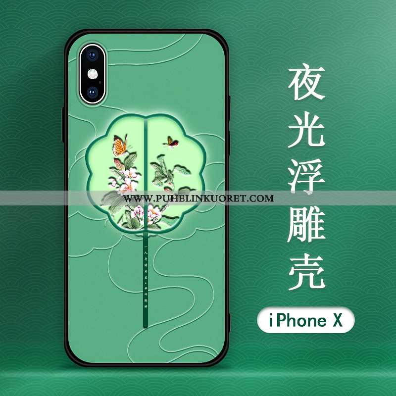 Kuoret, Kotelo iPhone Xs Max Suojaus Kohokuviointi Kirkas Vihreä