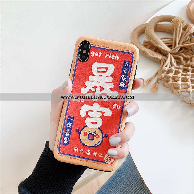 Kuori, Kuoret iPhone Xs Kukkakuvio Pehmeä Neste Silikoni Kuori Suojaus Punainen