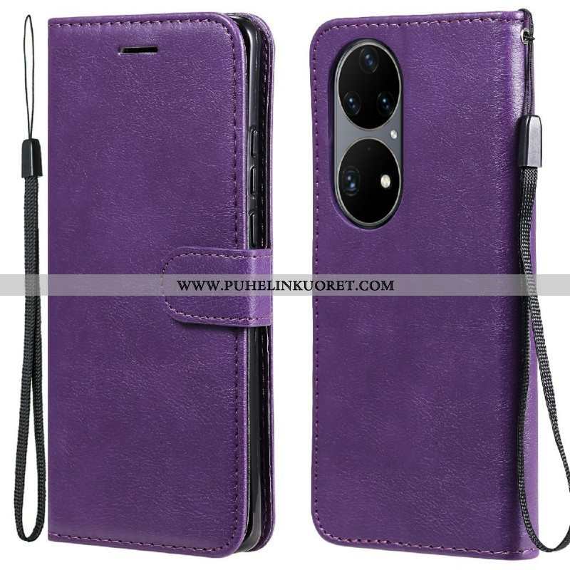 Kotelot Huawei P50 Pro Suojaketju Kuori Strappy Leather Effect