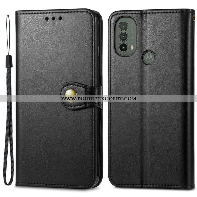 Kotelot Moto E40 / E30 / E20 Keinonahkaa Ja Vintage-lukko