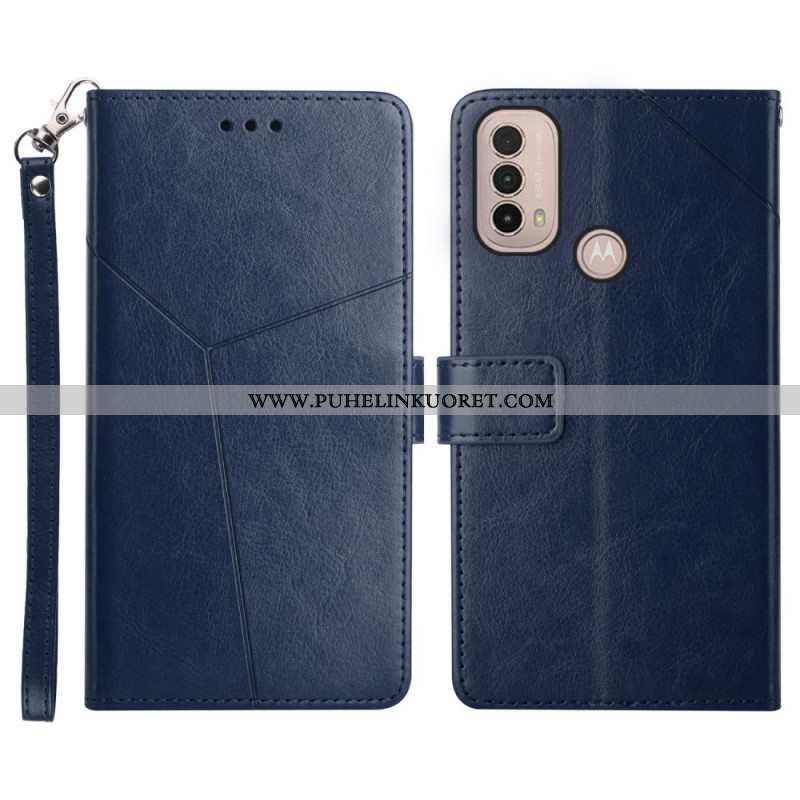 Kotelot Moto E40 / E30 / E20 Tyylikäs Nahkainen Geo Y -design