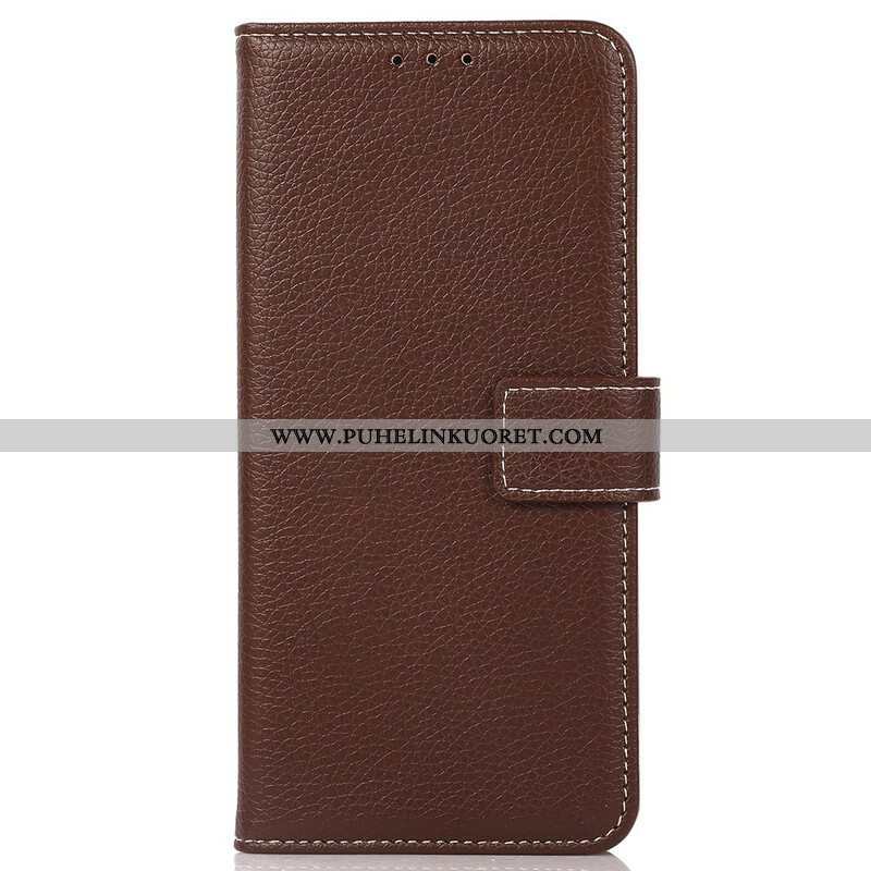 Flip Case OnePlus Nord 2 5G Litsi Nahka Ompeleella