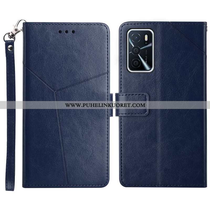 Kotelot Oppo A16 / A16s Tyylikäs Nahkainen Geo Y -design