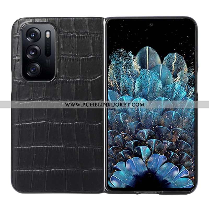 Kuori Oppo Find N Aitoa Nahkaa Krokotiilimuotoilunahkaa