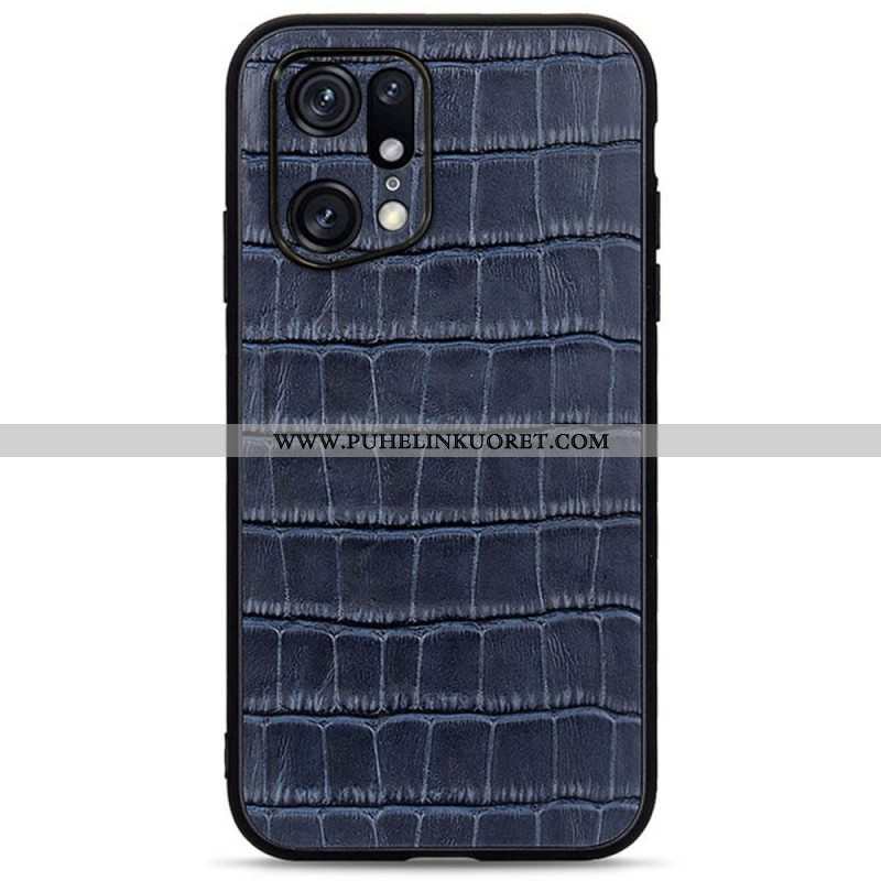 Kuori Oppo Find X5 Pro Aito Crocodile Texture -nahka
