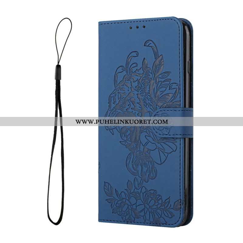 Flip Case Samsung Galaxy A13 5G / A04s Suojaketju Kuori Barokki Ranneke Tiger