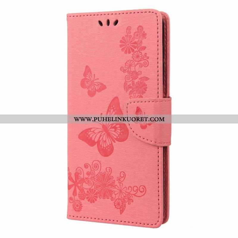 Flip Case Samsung Galaxy M53 5G Suojaketju Kuori Strappy Butterflies Design