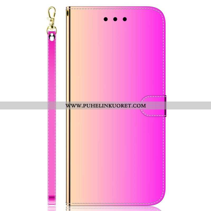 Flip Case Samsung Galaxy M53 5G Peili Ja Kaulanauha