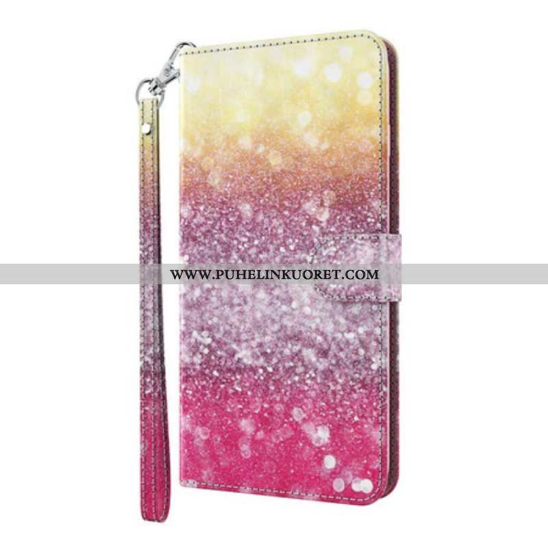 Nahkakotelo Samsung Galaxy S21 5G Magenta Glitter Gradientti