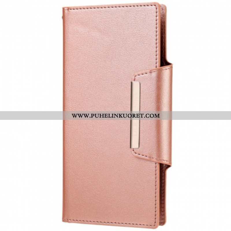 Kuori Flip Case Samsung Galaxy S21 Ultra 5G Irrotettava Hopeanvärinen Lukko